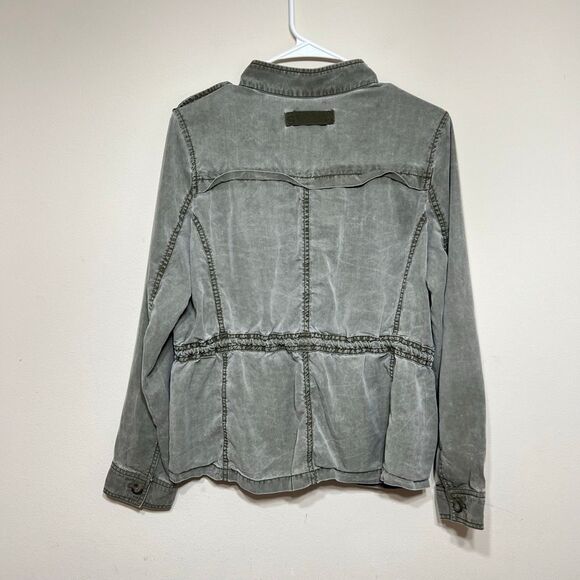 Express Green Acid Wash Military Style Cargo Jacket Medium Women - Picture 5 of 7